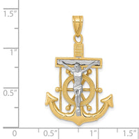 Load image into Gallery viewer, 14k Two-tone Diamond-cut Mariner&#39;s Cross Pendant
