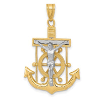 Load image into Gallery viewer, 14k Two-tone Diamond-cut Mariner&#39;s Cross Pendant
