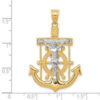Load image into Gallery viewer, 14k Two-tone Diamond-cut Mariner&#39;s Cross Pendant
