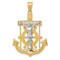 Load image into Gallery viewer, 14k Two-tone Diamond-cut Mariner&#39;s Cross Pendant
