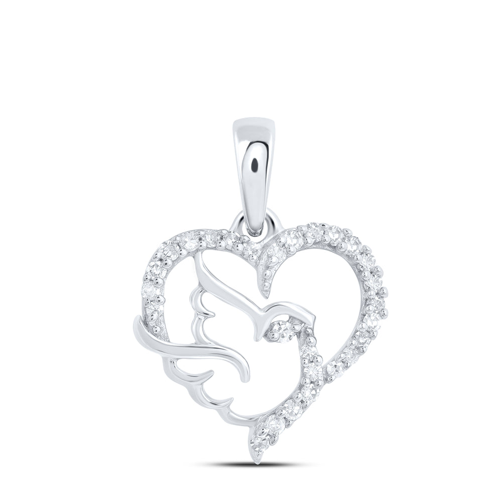 1/10CTW-DIA NK GIFT BIRD HEART PENDANT