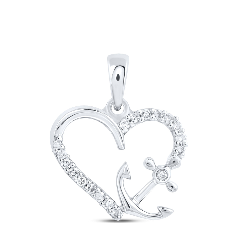 1/10CTW-DIA NK GIFT ANCHOR HEART PENDANT