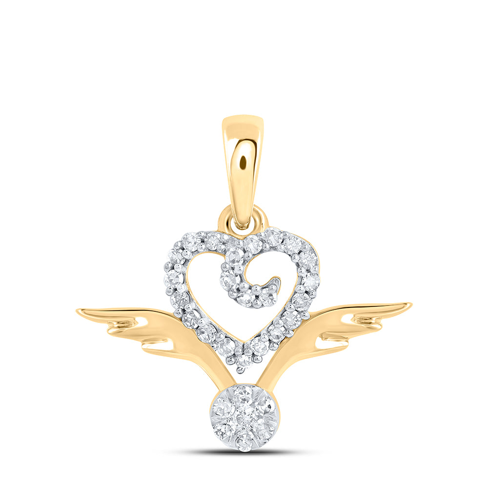 1/8CTW - DIA NK GIFT WING HEART PENDANT