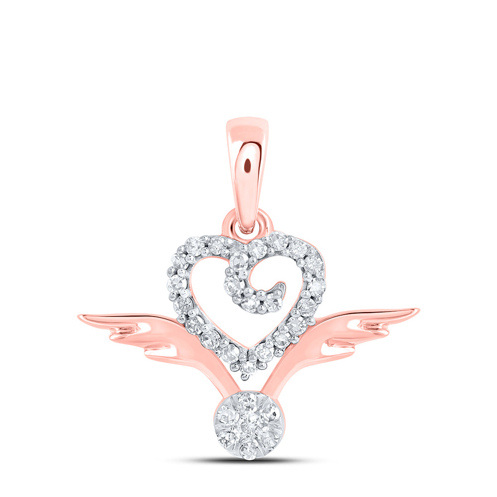 1/8CTW - DIA NK GIFT WING HEART PENDANT