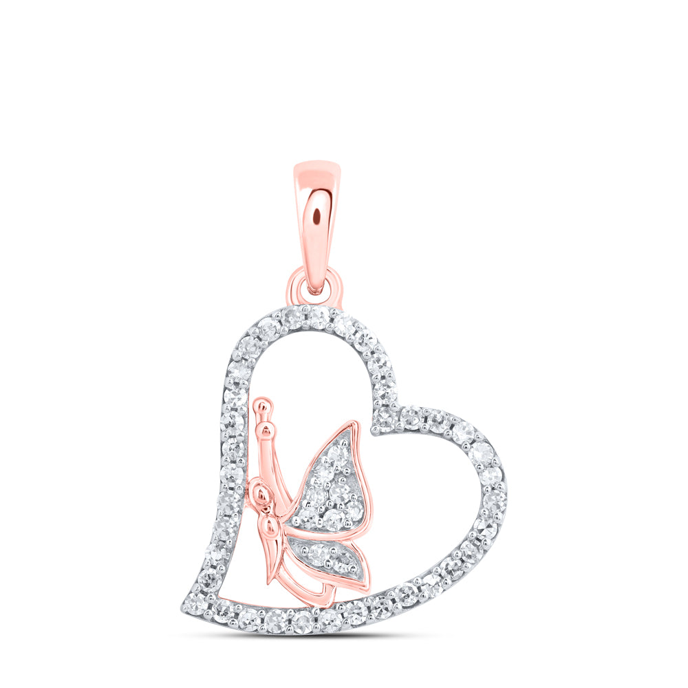 1/5CTW - DIA NK GIFT BUTTERFLY HEART PENDANT