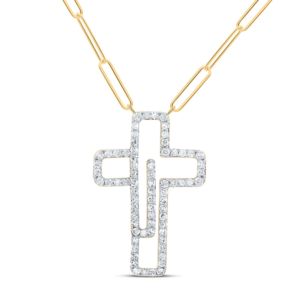 3/8CTW-DIA NK FASHION CROSS NECKLACE (18-INCH)