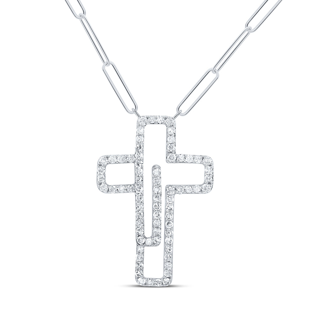 3/8CTW-DIA NK FASHION CROSS NECKLACE (18-INCH)