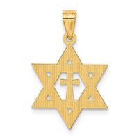 Load image into Gallery viewer, 14k Diamond-cut Star of David w/Cross Pendant
