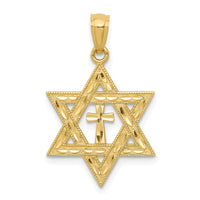 Load image into Gallery viewer, 14k Diamond-cut Star of David w/Cross Pendant
