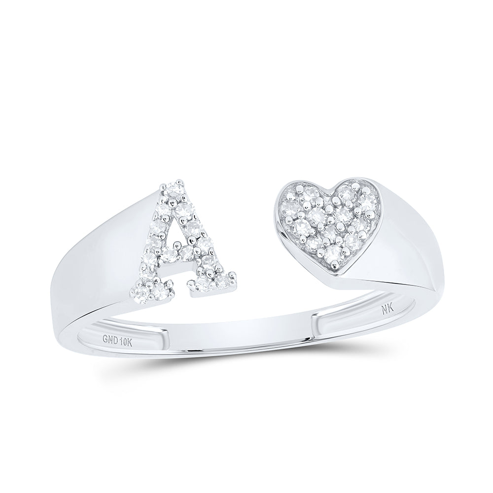 1/10CTW-DIA NK GIFT INITIAL "A" LADIES HEART RING