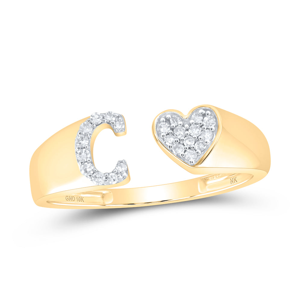 1/10CTW-DIA NK GIFT INITIAL "C" LADIES HEART RING