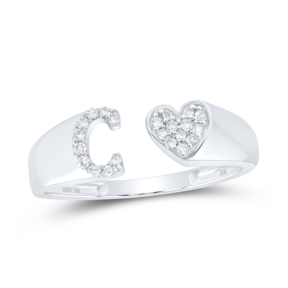 1/10CTW-DIA NK GIFT INITIAL "C" LADIES HEART RING