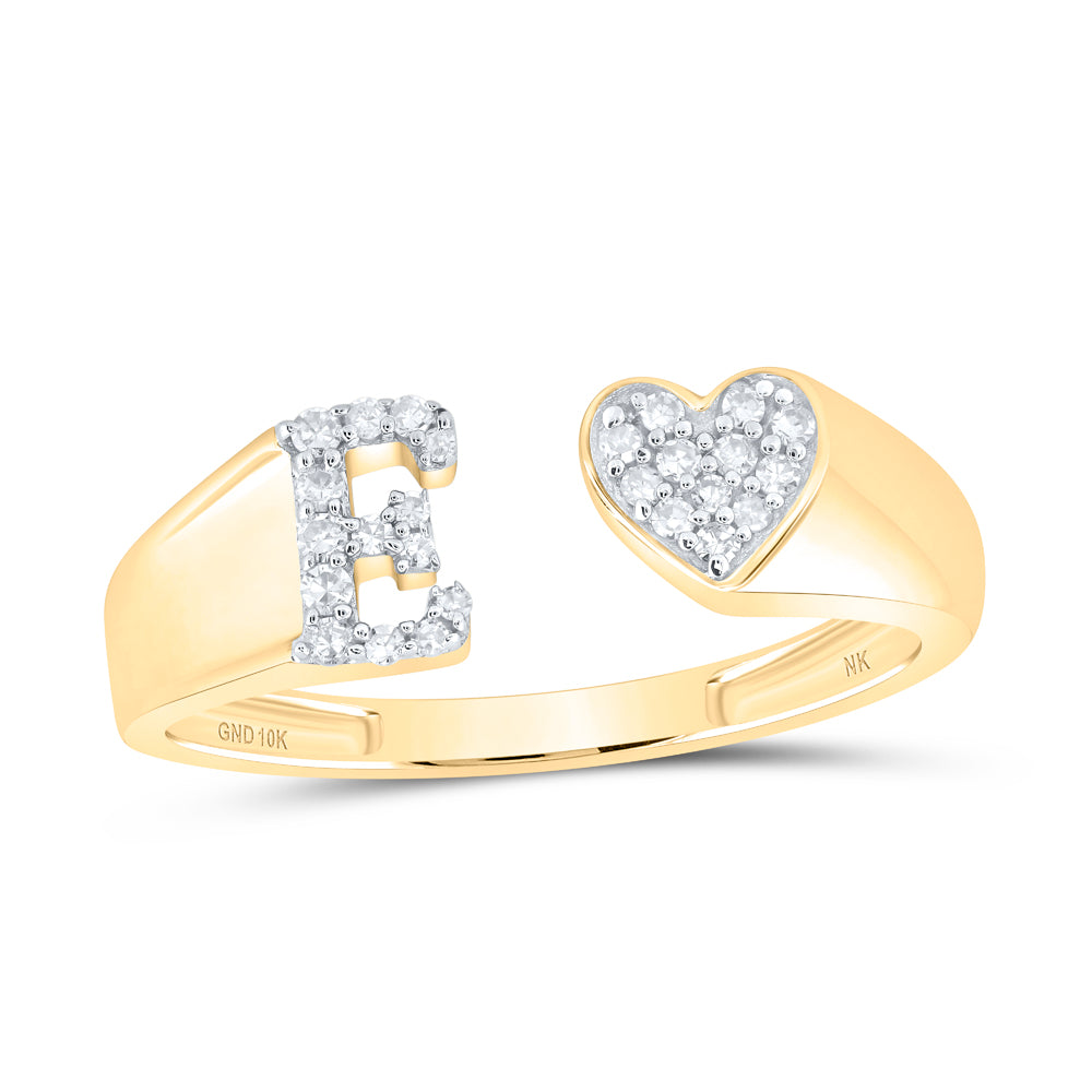 1/10CTW-DIA NK GIFT INITIAL "E" LADIES HEART RING