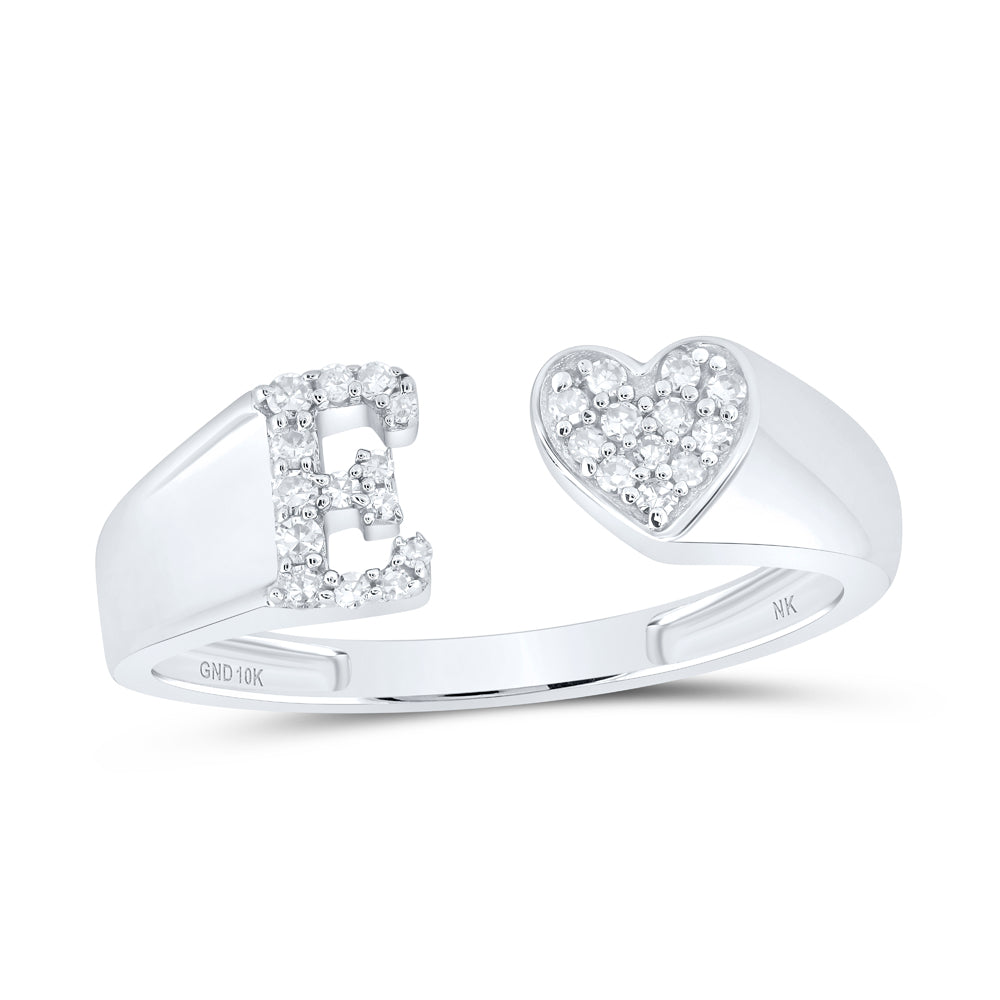 1/10CTW-DIA NK GIFT INITIAL "E" LADIES HEART RING