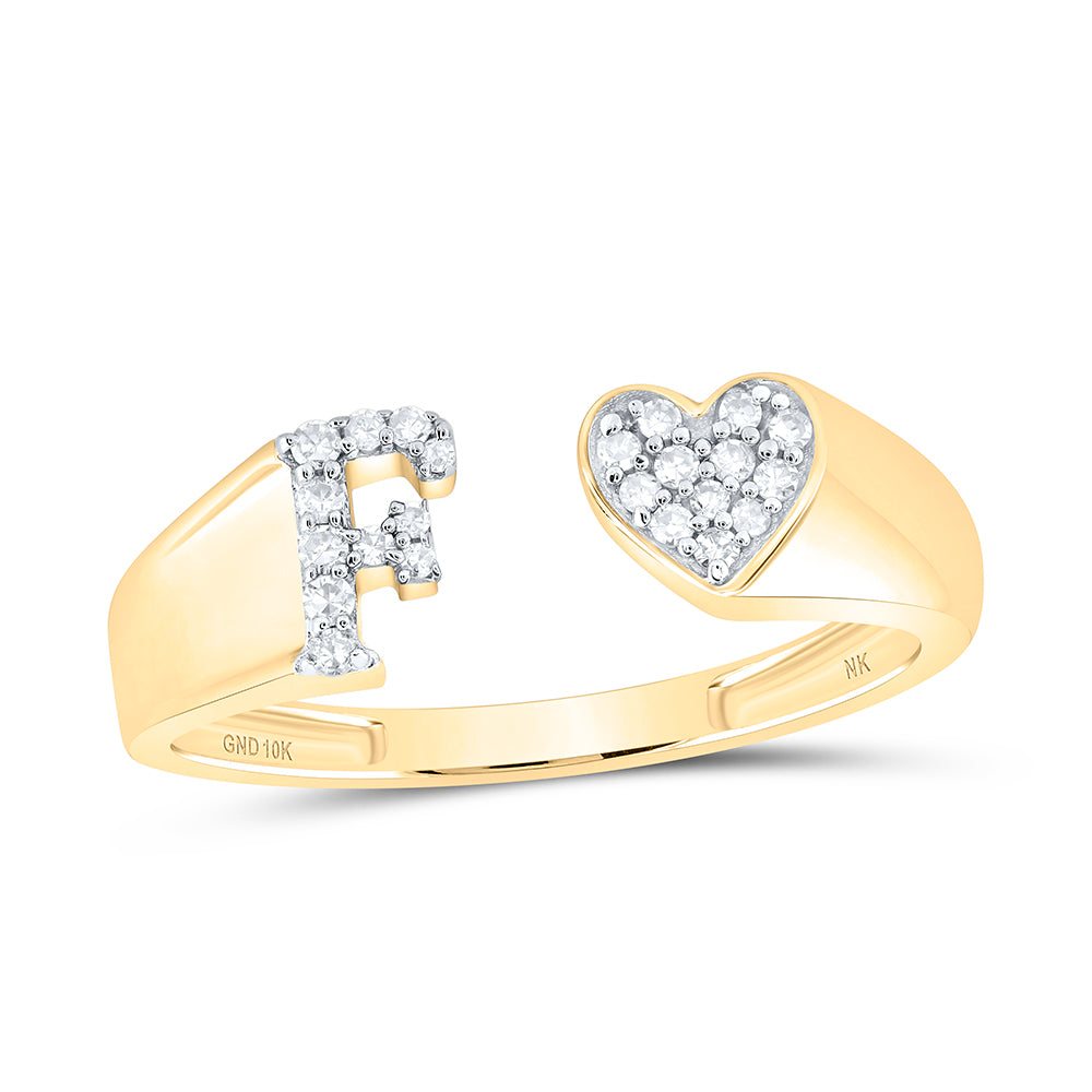 1/10CTW-DIA NK GIFT INITIAL "F" LADIES HEART RING