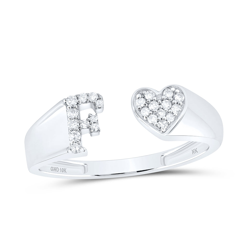 1/10CTW-DIA NK GIFT INITIAL "F" LADIES HEART RING