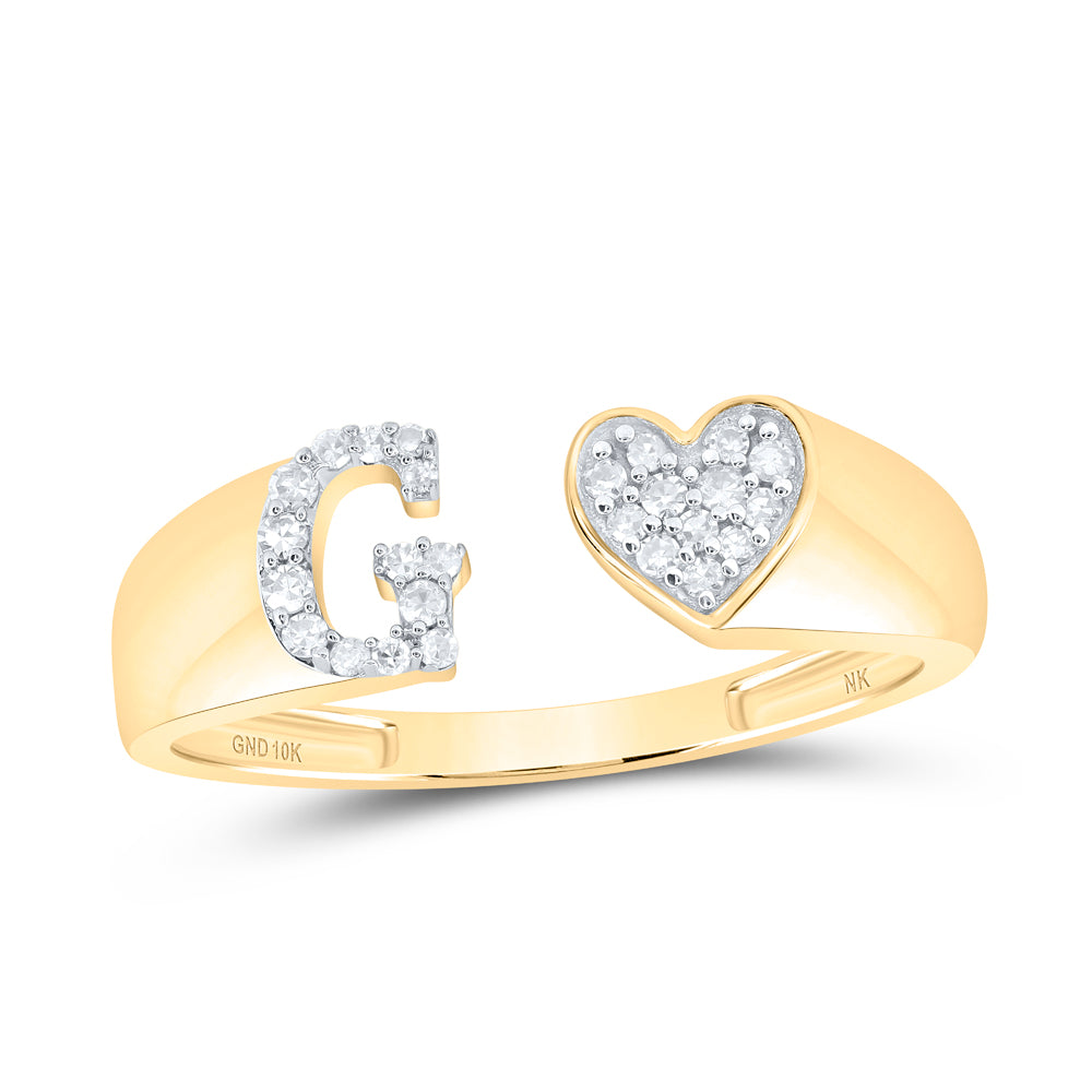 1/10CTW-DIA NK GIFT INITIAL "G" LADIES HEART RING