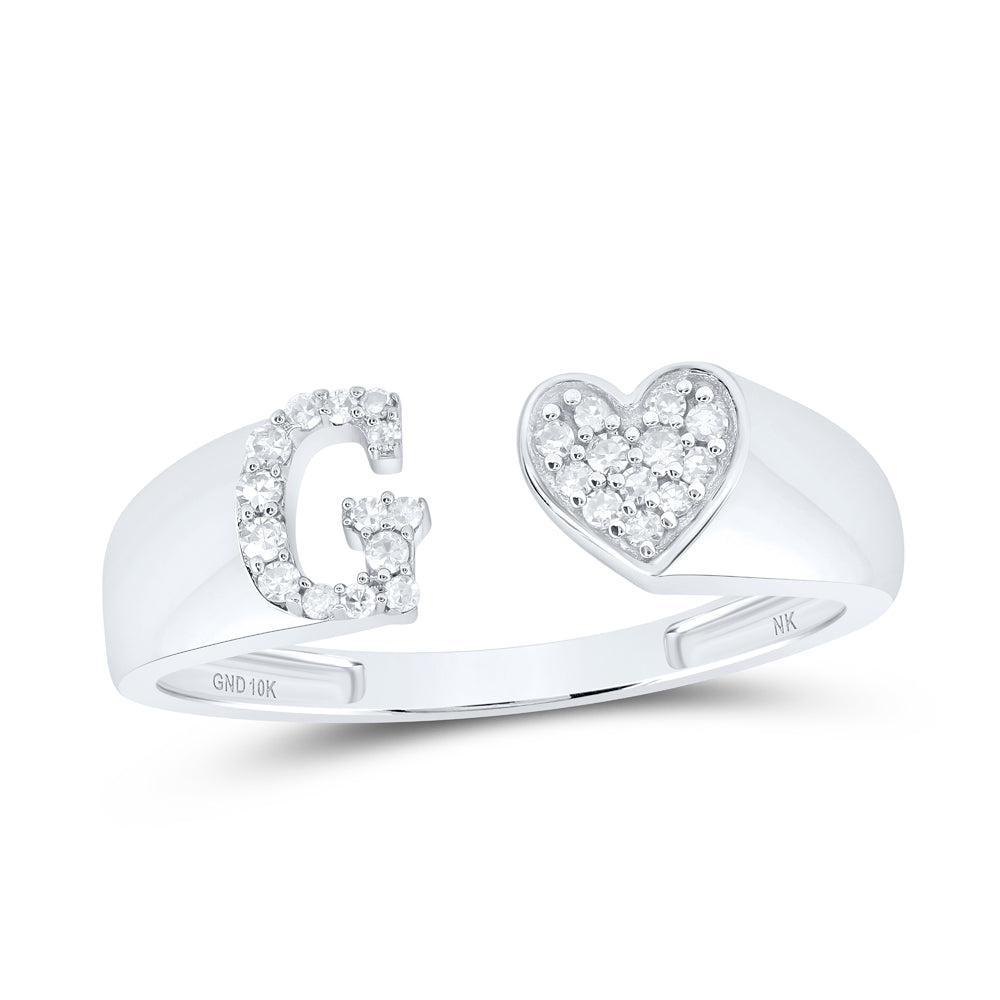 1/10CTW-DIA NK GIFT INITIAL "G" LADIES HEART RING
