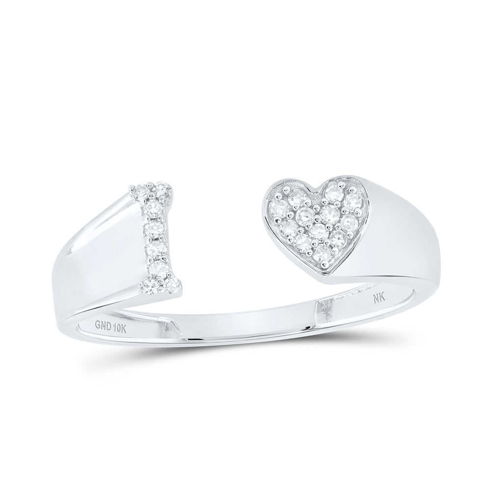 1/10CTW-DIA NK GIFT INITIAL "I" LADIES HEART RING