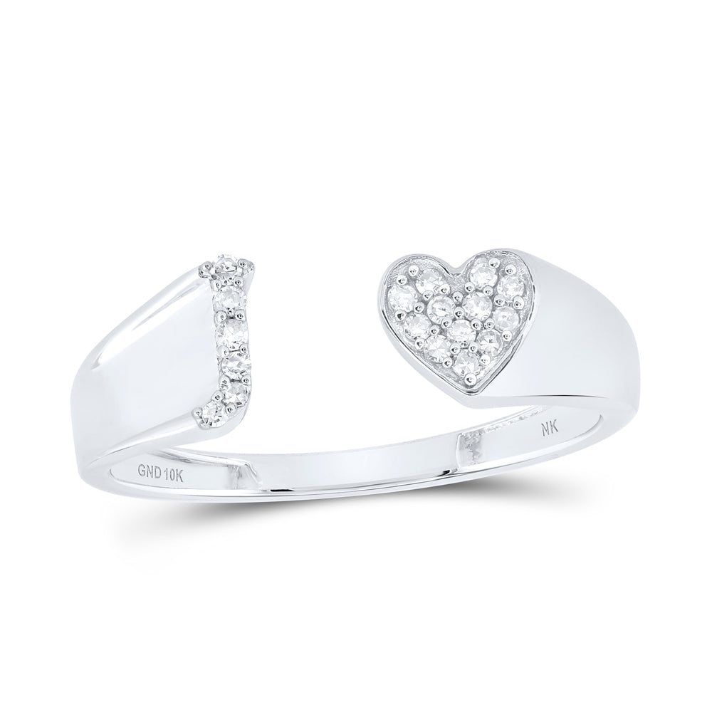 1/12CTW-DIA NK GIFT INITIAL "J" LADIES HEART RING
