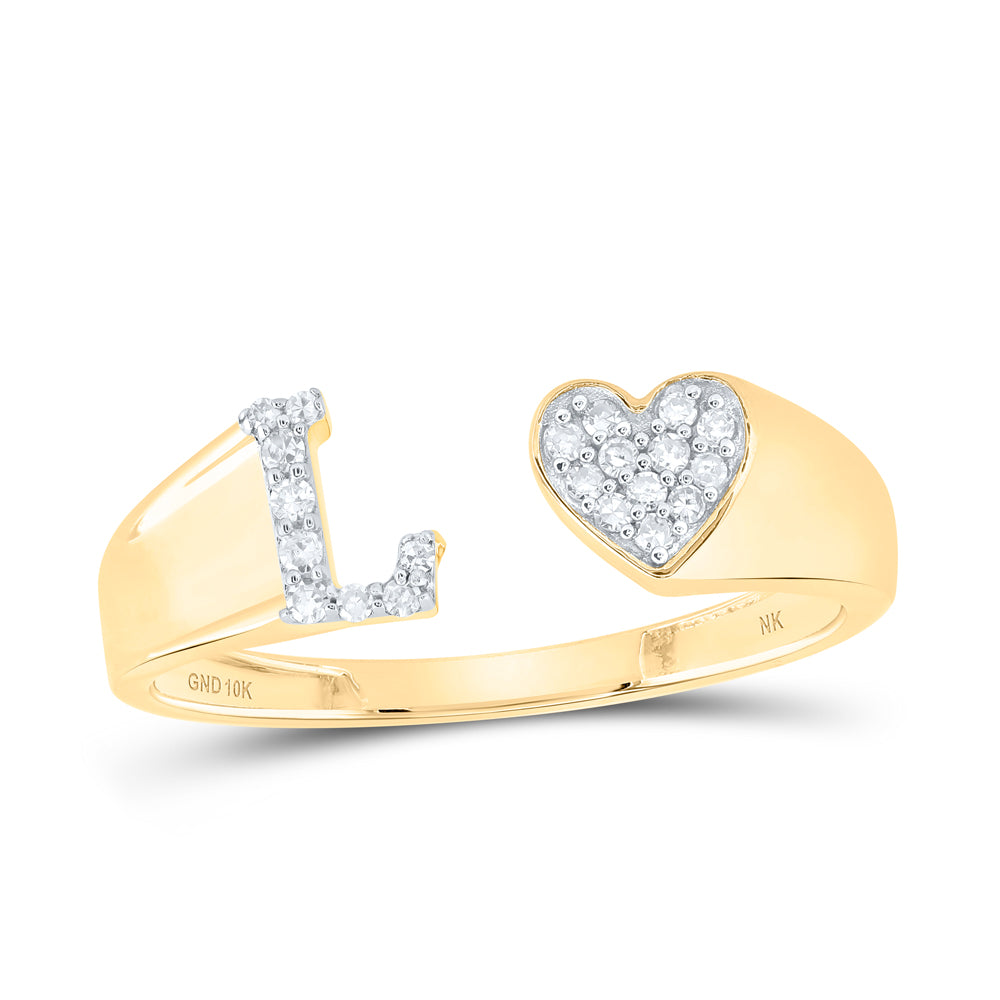 1/10CTW-DIA NK GIFT INITIAL "L" LADIES HEART RING