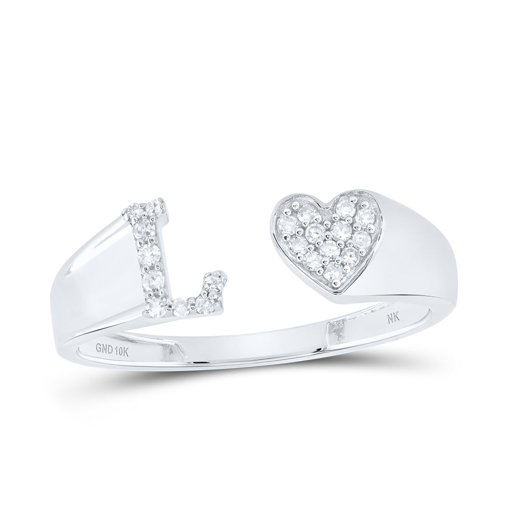 1/10CTW-DIA NK GIFT INITIAL "L" LADIES HEART RING