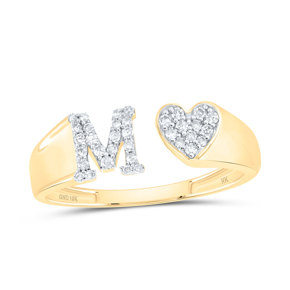 1/6CTW-DIA NK GIFT INITIAL "M" LADIES HEART RING
