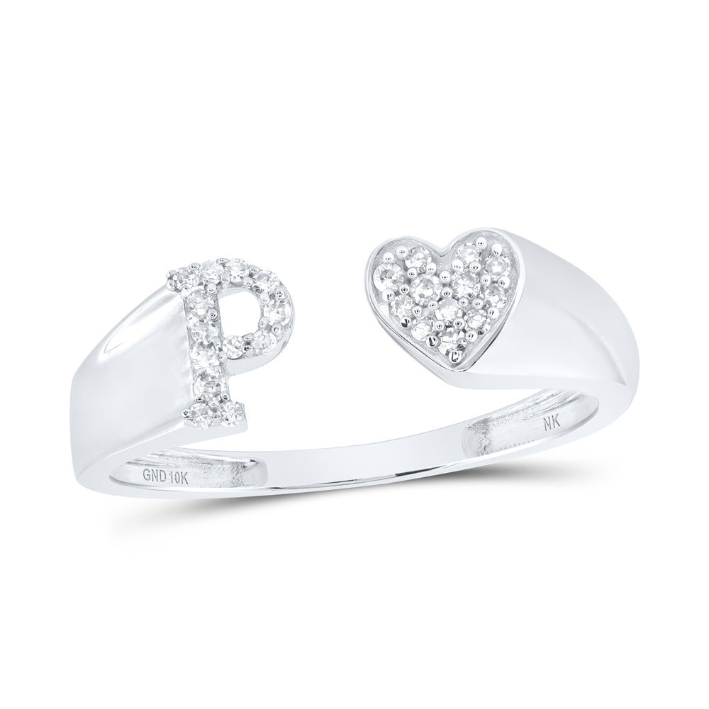 1/10CTW-DIA NK GIFT INITIAL "P" LADIES HEART RING