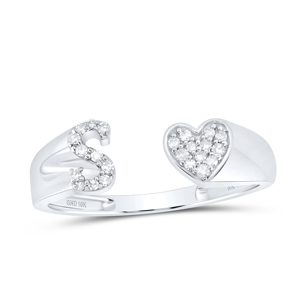 1/10CTW-DIA NK GIFT INITIAL "S" LADIES HEART RING
