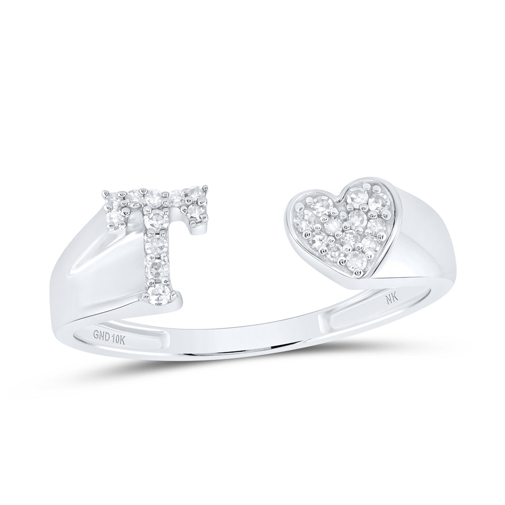1/10CTW-DIA NK GIFT INITIAL "T" LADIES HEART RING
