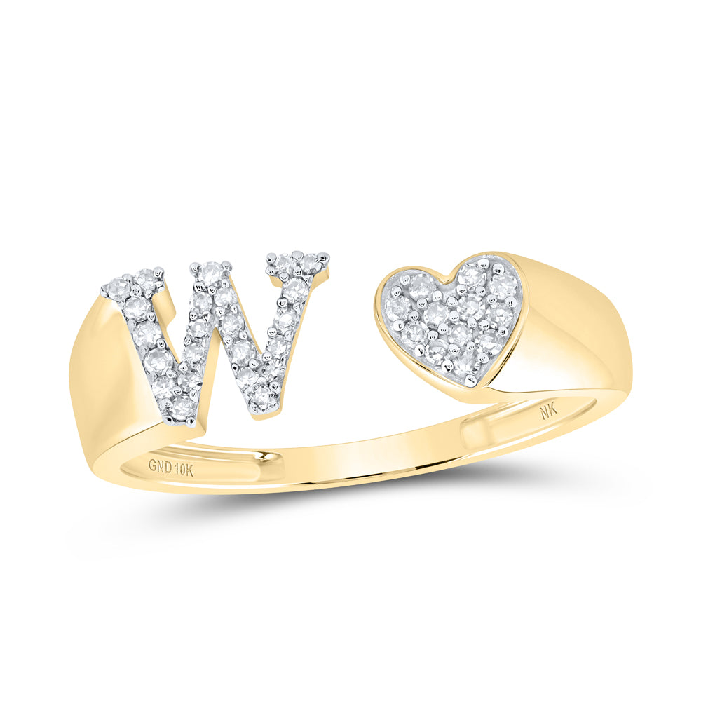 1/6CTW-DIA NK GIFT  INITIAL "W" LADIES HEART RING