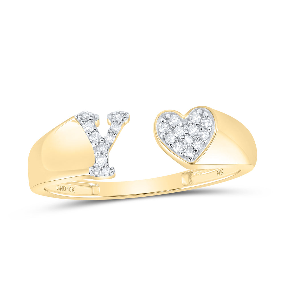 1/10CTW-DIA NK GIFT INITIAL "Y" LADIES HEART RING