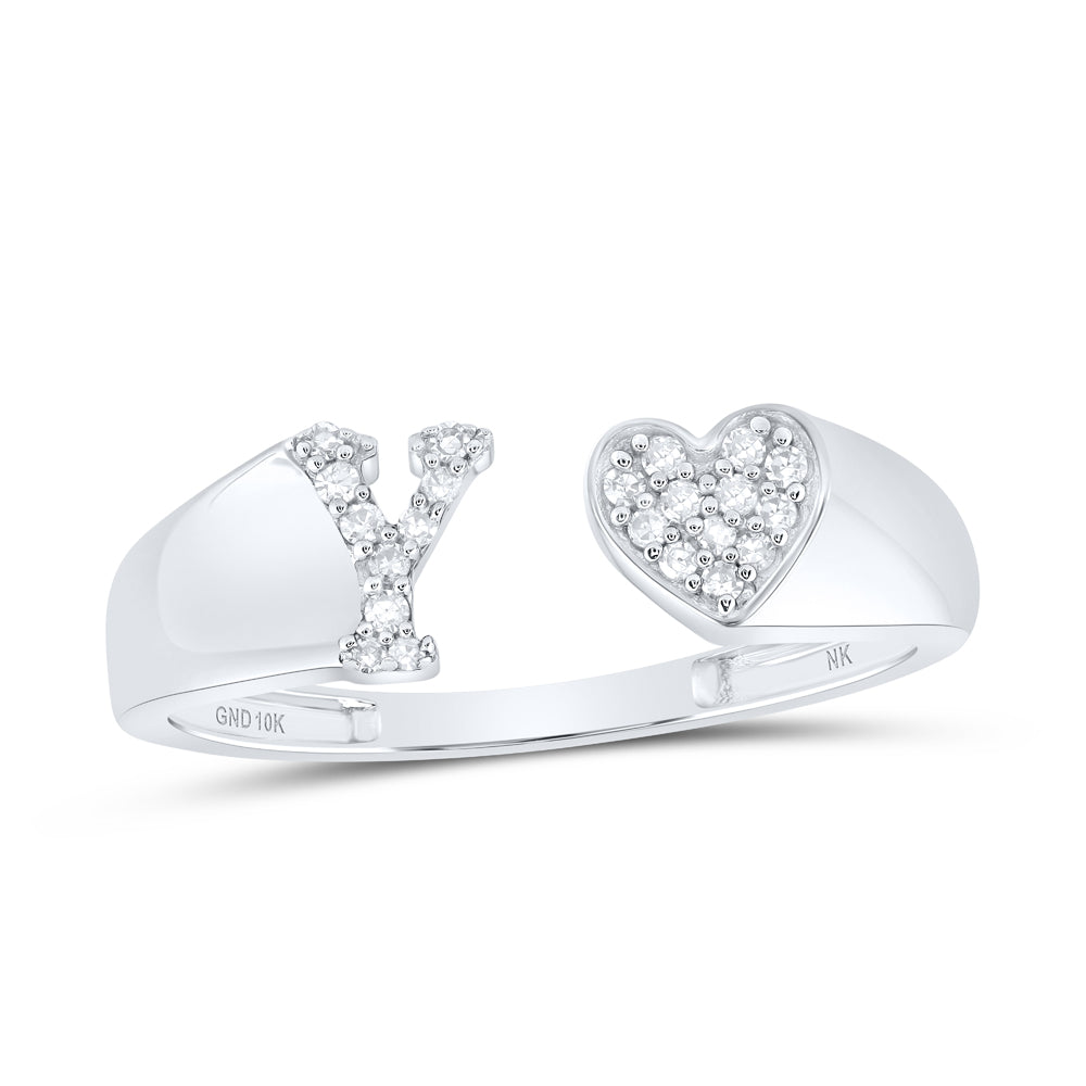 1/10CTW-DIA NK GIFT INITIAL "Y" LADIES HEART RING