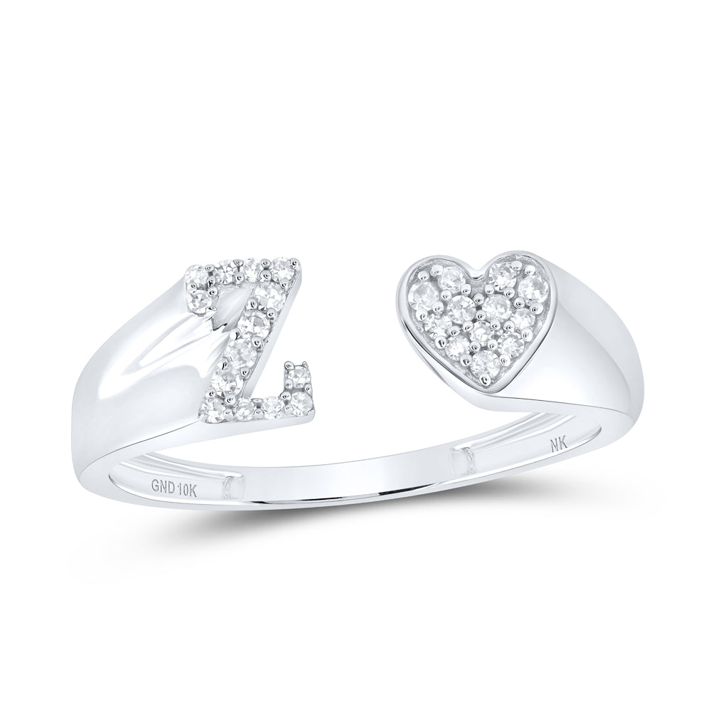 1/10CTW-DIA NK GIFT INITIAL "Z" LADIES HEART RING