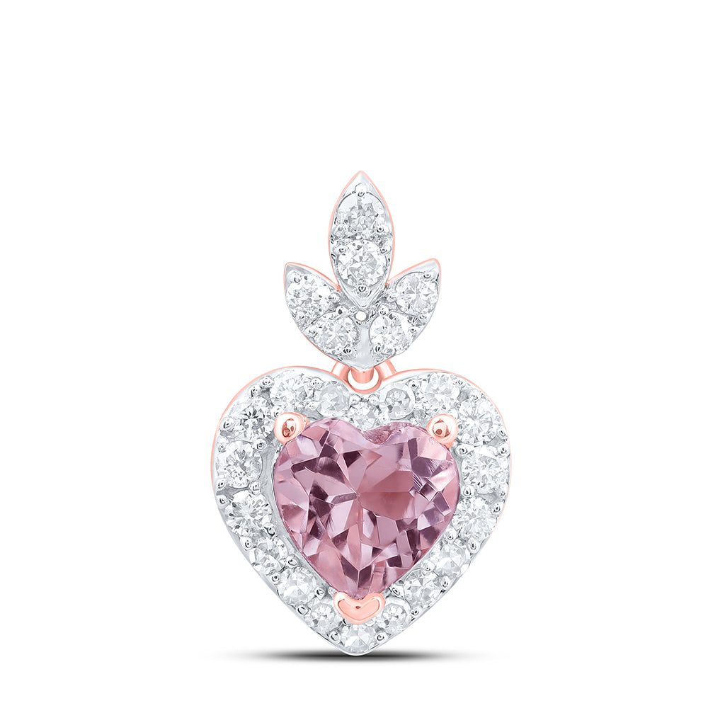 1/6CTW-DIA NK 4.5 MM HEART- MORGANITE PENDANT