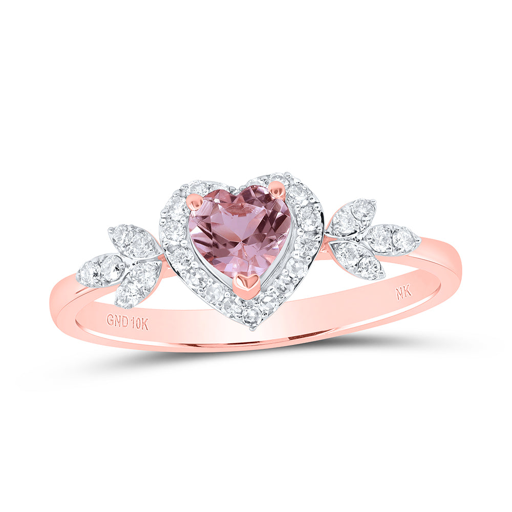 1/5CTW-DIA NK 4.5 MM HEART- MORGANITE RING