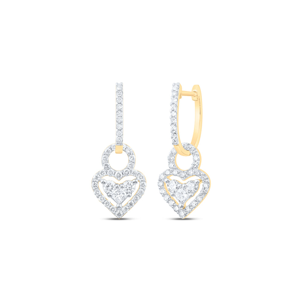 7/8CTW-DIA NK FASHION HEART DANGLING EARRING