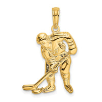Load image into Gallery viewer, 14k Hockey Player with Stick and Puck Charm

