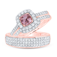 Load image into Gallery viewer, 1 1/5CTW-DIA NK 5.5 MM NAT GEM CUSHION - MORGANITE TRIO SET

