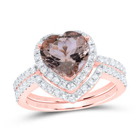 Load image into Gallery viewer, 1 1/2CTW-DIA NK 9X9 MM NAT GEM HEART- MORGANITE TRIO SET

