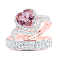 Load image into Gallery viewer, 1 1/2CTW-DIA NK 9X9 MM NAT GEM HEART- MORGANITE TRIO SET
