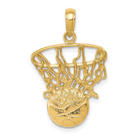 Load image into Gallery viewer, 14k Swoosh Basketball and Net Pendant
