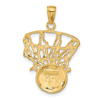 Load image into Gallery viewer, 14k Swoosh Basketball and Net Pendant
