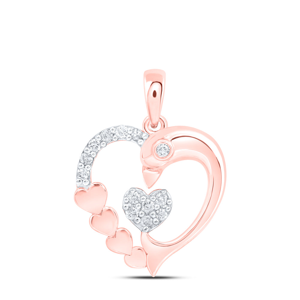 1/8CTW-NAT DIA NK GIFT HEART DOLPHIN PENDANT