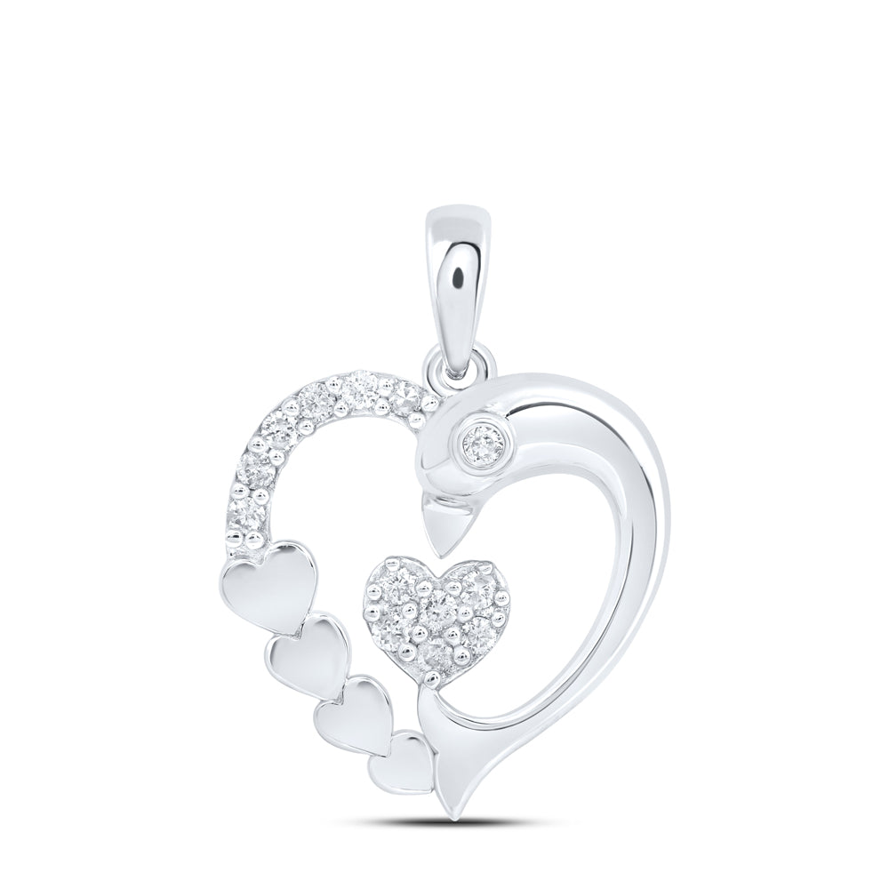 1/8CTW-NAT DIA NK GIFT HEART DOLPHIN PENDANT