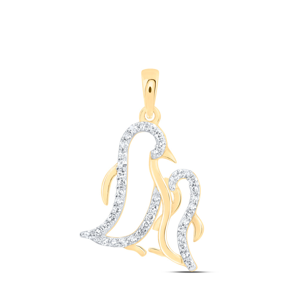 1/6CTW-NAT DIA NK GIFT PENGUIN PENDANT