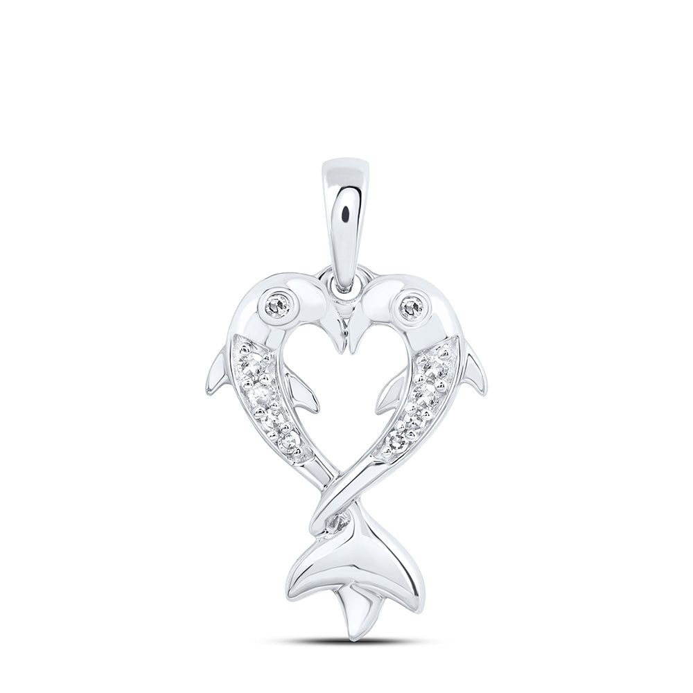 1/20CTW-NAT DIA NK GIFT HEART DOLPHIN PENDANT
