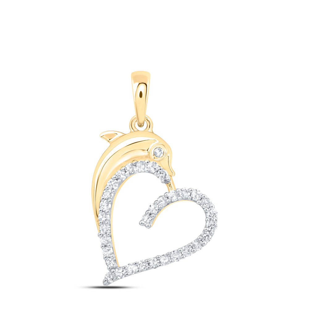 1/5CTW-DIA NK GIFT HEART DOLPHIN PENDANT