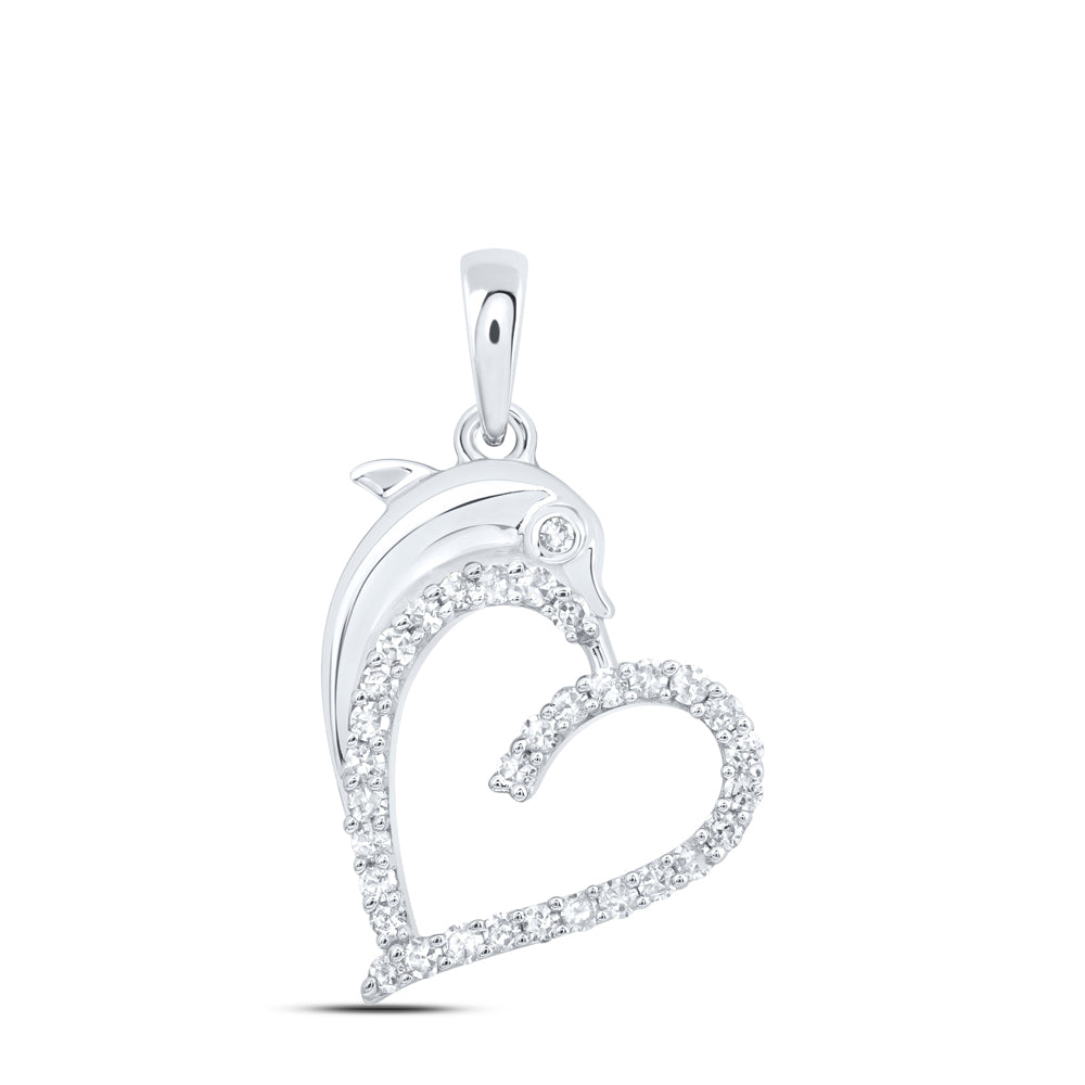 1/5CTW-DIA NK GIFT HEART DOLPHIN PENDANT