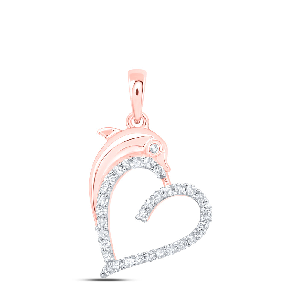 1/5CTW-NAT DIA NK GIFT HEART DOLPHIN PENDANT